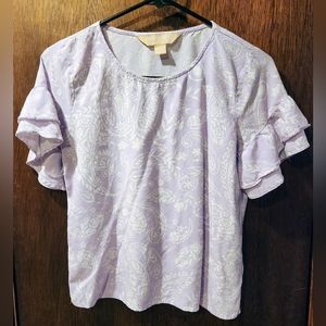 Women's Light Purple Lilac Blouse Ruffle Sleeve Small